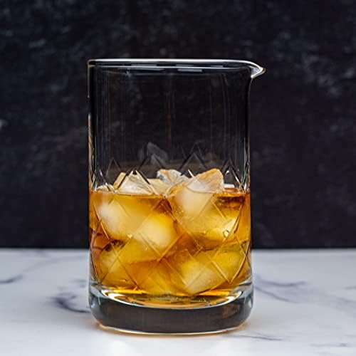The Art of Craft Cocktail Mixing Glass: 18oz/ 550ml Crystal Mixing Glass com fundo espesso para barras caseiras e barmen profissional