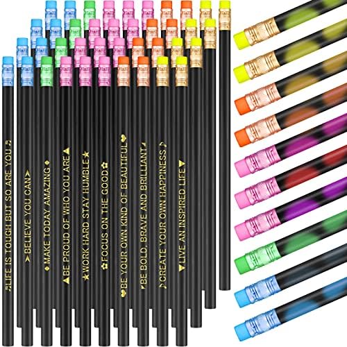 EERSIDA 80 PCS Lápis motivacionais Mudança de cor Lápis inspirado com lápis de lápis Termocrômico 2B com Eraser para Bachone para