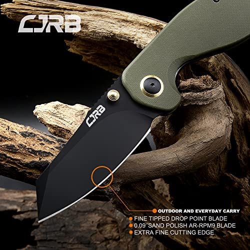 CJRB Maileah Green embalado com Black Great EDC Knife Companion