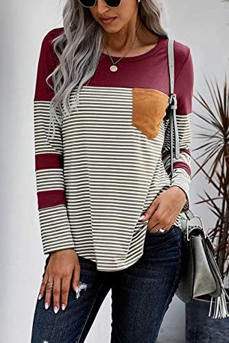 Neyouqe Bloco de cores feminino LONCO LONG/MANAGEM CHISTORES T TOPS CASUAL TOPS CAMPA TUNICAS MULHERES
