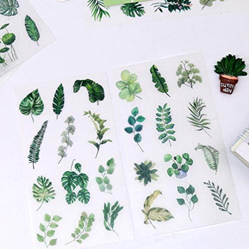 Nuobesty plantas decoração decoração de folha 6 conjunto de adesivos washi adesivos de planta verde decoração de diy