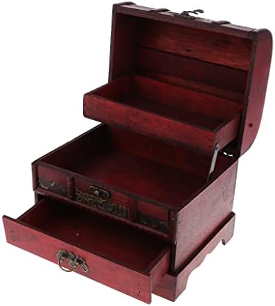 Jahh portátil estilo vintage caixa de madeira caixa de bugiganga caixas de viagem de viagem de peito