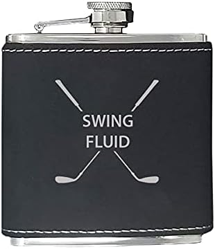 Flask de fluido de balanço - Golfing quadril aço inoxidável Leatherette metal fosco de 6 onças de bolsa de golfe