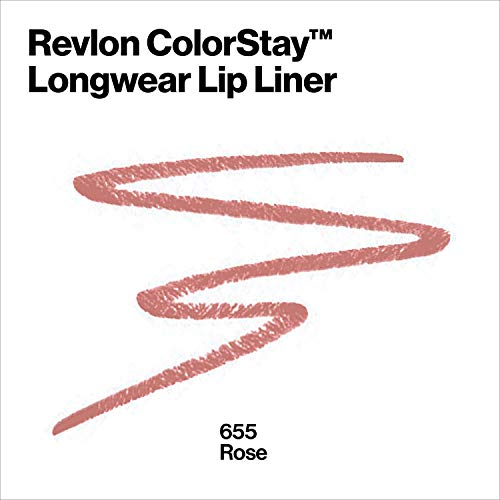 Revlon Lip Liner, Colorstay Face Makeup com integrado, cores ricas em lábios, aplicação suave, 655 Rose