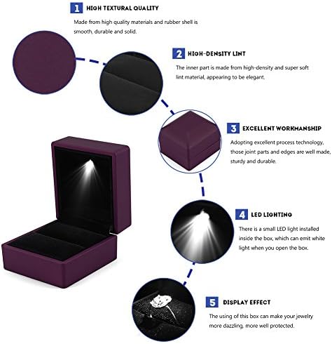 Caixa de anel zjchao com caixa de anel de led, caixa de anel de anel de anel iluminado LED Caixa de armazenamento de jóias