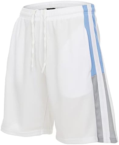 6 Pacote shorts de basquete de listras de malha masculina com bolsos de ginásio
