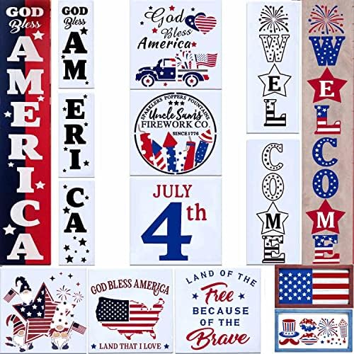 13pcs feliz em 4 de julho estêncil reutilizável estêncil de tamanho patriótico inclui bandeira/estrelas americanas/mapa/1776/let liberdade