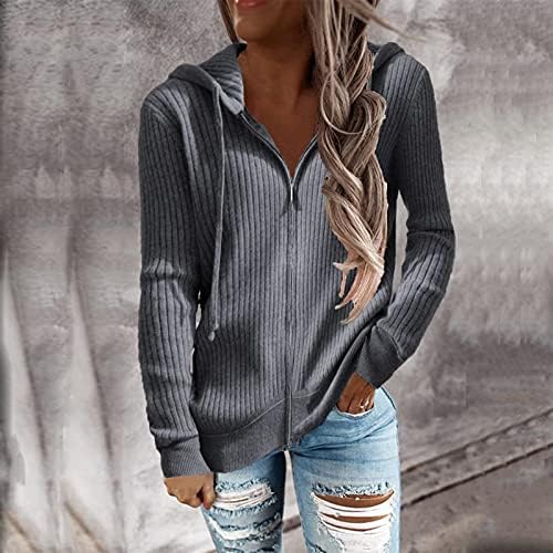 Sweater Fragarn Plus Size outono, manga longa Cardigans frontal abertos para mulheres malha casual zíper up com capuz para fora do