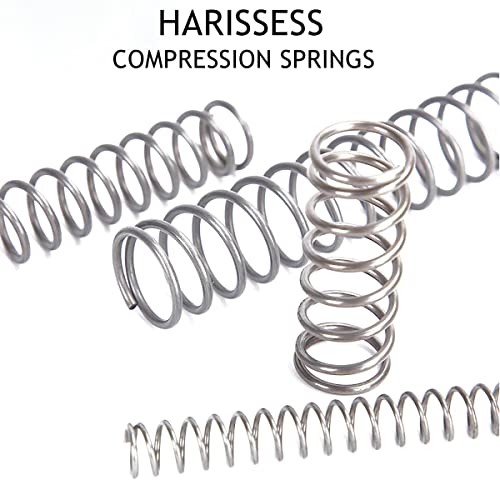 Harissess 20pcs Springs de compressão mecânica, diâmetro do fio 0,047 polegadas, OD 0,31 polegadas, comprimento livre 1,97 polegada