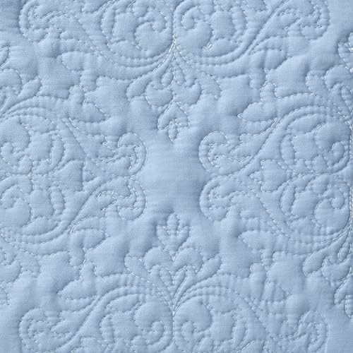 Martha Stewart Tessa Queen Size Quilt Conjunto - 3 peças | Teave algodão - Lise e sedoso e sedoso | Macio e texturizado | Azul sólido