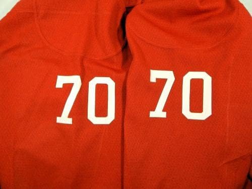 Florida Panthers Jean -Francois Laniel 70 Jogo emitido Red Practice Jersey 620 - Jogo usado NHL Jerseys