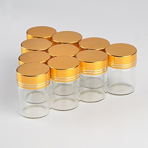 12 unidades frascos vazios garrafa de vidro com tampa dourada de alumínio Tampa de parafuso de cor 15ml Liquid alimento líquido recipiente de presente