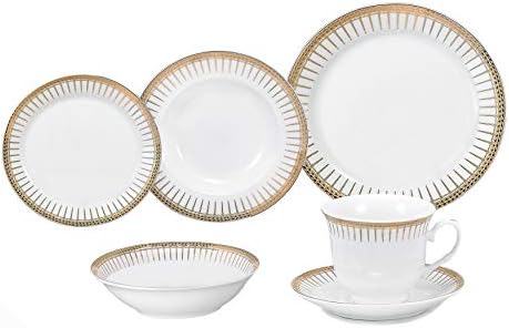 Lorren Home Trends Aria Dinner Set, ouro