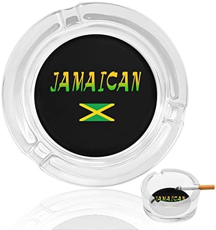 Bandeja de bandeira jamaicana cinzas de vidro redondo bandeja de cinzas fofas lindas portador de cinzas para decoração de deck de escritório