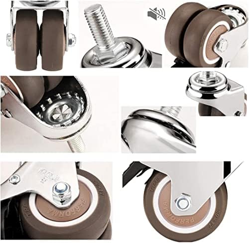 Cheste industrial de caule rosqueado Nianxinn, rodízios de haste giratória, roda giratória de borracha para serviço pesado, mamona dupla, rodízios de substituição de móveis rustors