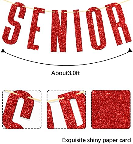 Red Glitter Senior Banner / Parabéns Grad / High School College Graduação / Doutor Decorações de Festa de Graduação