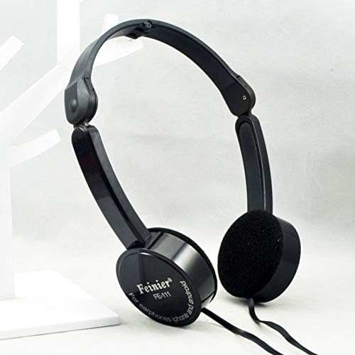 Baost retrátil dobrável e fone de ouvido dobrável fone de ouvido com fio leve com graves estéreo de microfone compatível com dispositivos de 3,5 mm pretos