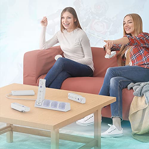 Carregador do controlador Wii, estação de carregamento remota 4 em 1 Wii para carregador de controlador remoto Wii com 4 pacote de 2800mAh Bateria recarregável para o controlador Wii do Game Wii