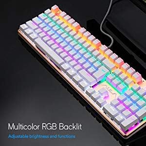 Teclado de jogo para PC Beastron, teclado de unicórnio com iluminação de arco-íris, teclado de teclado azul 104 teclado