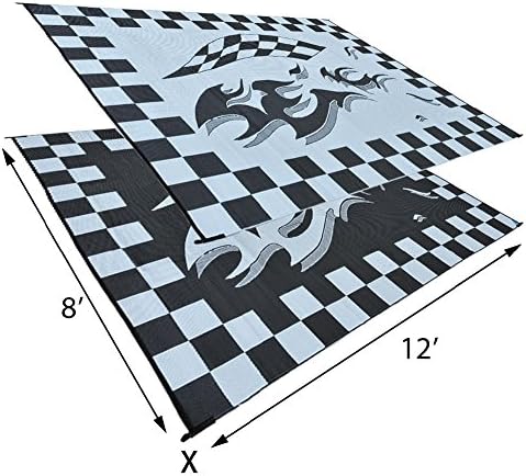 Acampamento elegante hc1 preto/bandeira 8 'x 20' tapete xadrez