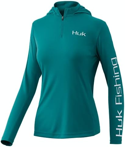 Ícone feminino Huk x capuz | upf 50+ camisa de pesca de manga longa