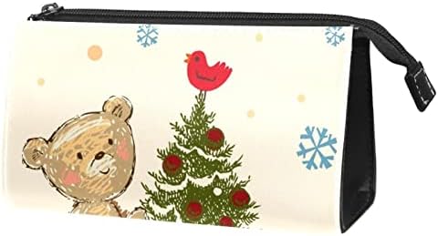 Tbouobt Gifts for Men Mulheres Bolsas de maquiagem Bolsa de higiene pessoal Sacos de cosméticos, desenho animado de Natal Urso de neve