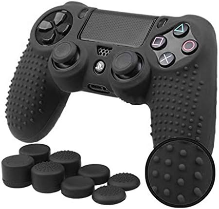 Tampa de silicone anti-deslizamento 9 em 1 + 8 tampa de tampas para PS4 Gamepad Controlador preto PS4 Handle Hange Silicone PS4