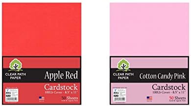 Pacote - 2 itens de cartolina - Apple Red - 8,5 x 11 polegadas - tampa de 100 lb; Cotton Candy Pink - 8,5 x 11 polegadas