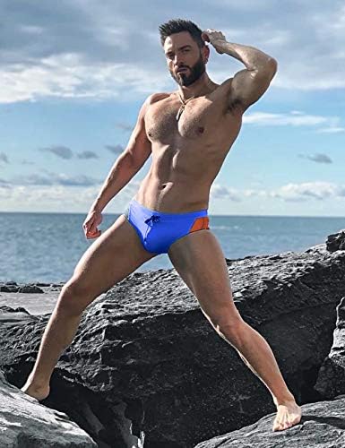 Mizok Men's Swimwear Sexy Low Rise Brikes Briefs Quick Dry Swimshy With Drawstring