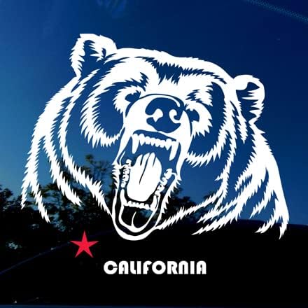 Adesivo Decalque de Urso Grizzly - X grande 9,6 x 8,6 polegada - grande! Vinil externo/interno para parede de laptop de janela de caminhão de carro para amante de urso e- eu amo o estado da República da Califórnia Bear Bear