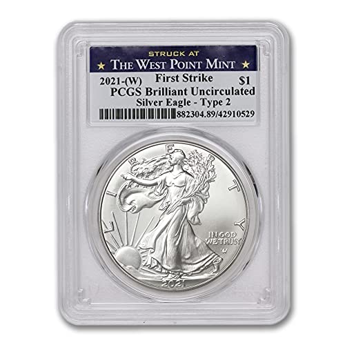 2021 1 oz American Silver Eagle Coin brilhante não circulado $ 1 bu pcgs