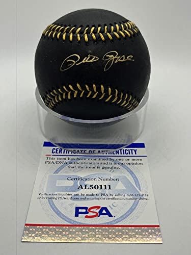 Pete Rose assinou autógrafo MLB Black & Gold Lace Baseball PSA DNA *11 - Bolalls autografados