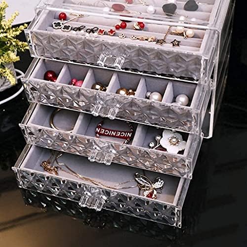 Jóias Jóias de jóias Organizador transparente de jóias de jóias para brincos Armazenamento da caixa de jóias com gaveta Caixa de bugigangas de bandeja