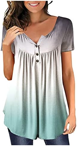 2023 Camise de moda de verão para mulheres túnicas de túnica floral para usar com leggings manga curta v coleira camiseta de