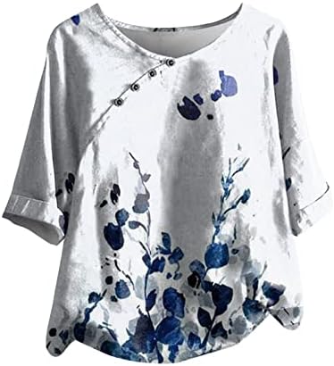 Camiseta da blusa para mulheres curtas 1/2 manga Crewneck Cotton Flor Graphic Feather Logo Fit Relaxed Fit Tee P9