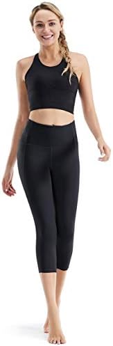Rocorose Women's Yoga Pants High Waist Tummy Control com bolsos internos Alongamento de treino