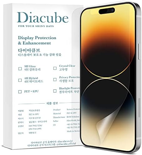 Diacube iPhone 14 Pro Max Anti-Glare Matte Anti-Fingerprint Protetor de tela inquebrável Filme flexível Filme sem poeira Instalação fácil de bolhas com ferramenta de alinhamento