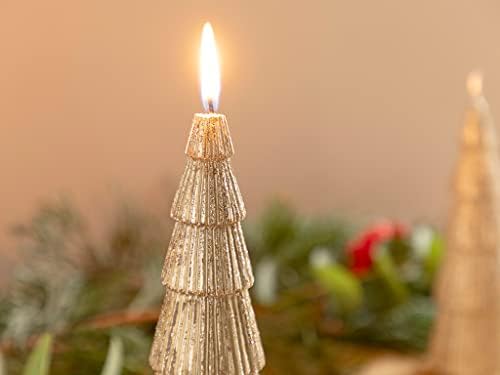Lamodahome Christmas Winter Tree Decorative Candle 5.2x5.2x14.5 Gold Ano Novo Série Especial Série Centerpieces para