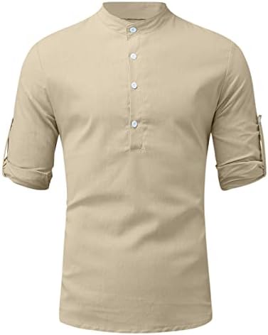 Camisas para homens masculino casual top top stand stand colar botão de blusa rolo de manga longa manga longa manga