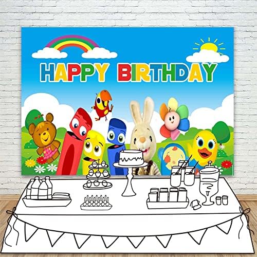 Festa de aniversário da tripulação colorida de Babyfirst Banner Banner 5x3ft Feliz Aniversário