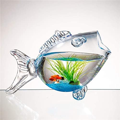 Tanque de peixes de peixe de vidro pequeno tanque de peixe, tanque de aquário de peixe-ouro em forma de peixe criativo, tigelas de peixes premium peixes aquário em casa decoração de escritório
