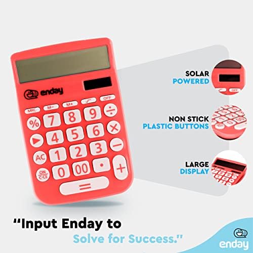 Calculadora para alunos Red, calculadora básica 12 dígitos calculadoras movidas a energia solar Calculadora de desktop