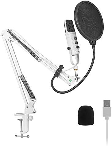 Yeyian Agilenl Condenser Cardioid Microfone USB 24bits/192kHz Plug & Play PC PC Computer Metal Mic Boom Arm, Mount Shock, Recordagem do Kit Stand, Gaming, Podcast, Voice Over, Streaming, Home Studio, YouTube