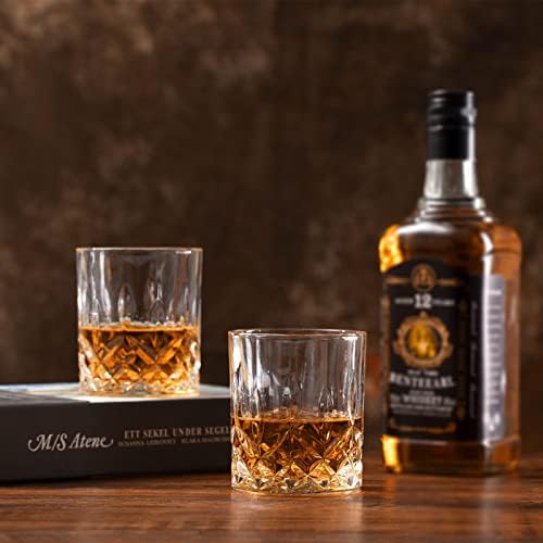Whisky Rocks Glass, Conjunto de 4 na caixa de presente - 10 oz de óculos à moda antiga para bebidas canceldes de