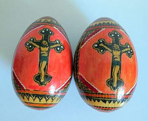 Definir vintage grande Pysanka ucraniana pintada a mão de madeira de madeira ovo