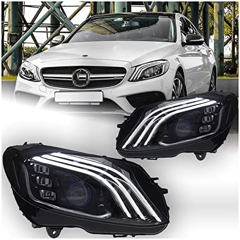 Luzes de carro Compatível com Benz W205 LENS DE PROJECTOR DE LED LED 2014-2020 C180 C200 C260 C300 DRL ACESSORES