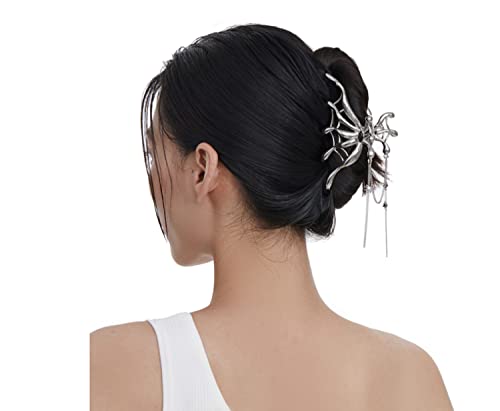 DOBEM-METAL SPIDE SPIDE Web Design Acessórios de cabelo presentes para mulheres, prata, 12*6,5 ** 5,7cm, 1 contagem