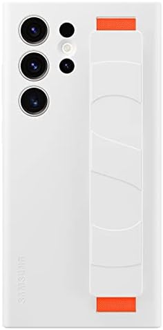 Samsung Galaxy S23 Ultra Silicone Grip Phone Case, Tampa de proteção com textura suave sedosa, cinta destacável, versão dos EUA, EF-GS918TWEGUS, Branco
