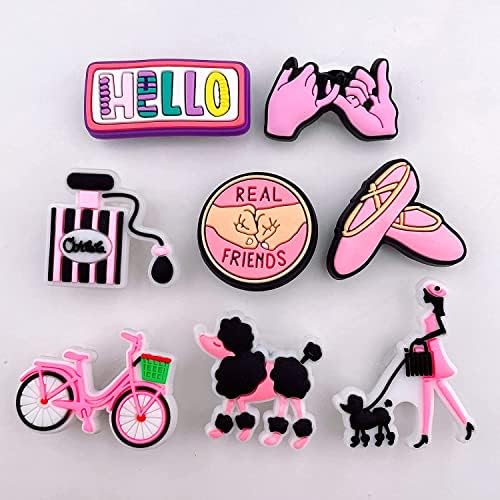 40 PCs Pink Preppy Croc Charms for Girls Women, fofo Charms estéticos Charms Acessórios de decoração para pulseiras favores