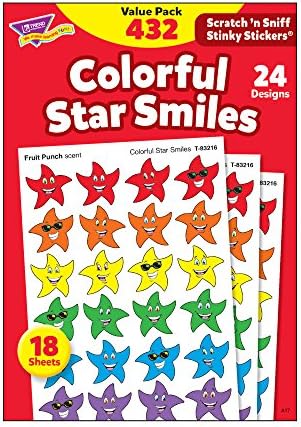 Adesivos fedidos de tendência pacote de variedade, estrelas smiley, cores variadas, 432/pack